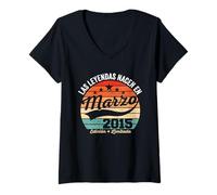 Mujer 11 años Cumpleaños Las Leyendas Nacen en Marzo de 2015 Camiseta Cuello V