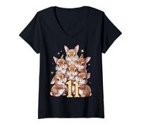 Mujer 11º Cumpleaños Conejo Niña Regalo 11 Años Camiseta Cuello V