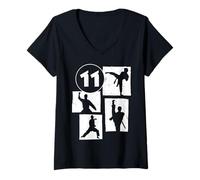 Mujer 11 Cumpleaños Karate Taekwondo Niño 11 Años Artes Marciales Camiseta Cuello V