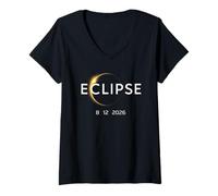 Mujer 12 de Agosto de 2026 Evento Eclipse de totalidad del Sol Europa Camiseta Cuello V