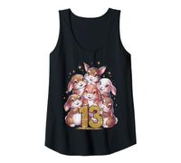 Mujer 13º Cumpleaños Conejo Niña Regalo 13 Años Camiseta sin Mangas