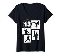 Mujer 13 Cumpleaños Karate Taekwondo 13 Años Niño Artes Marciales Camiseta Cuello V