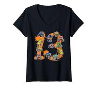 Mujer 13 Cumpleaños Monster Truck 13 Años Joven Salvaje Trece Boy Camiseta Cuello V