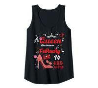 Mujer 14 de febrero Cumpleaños Esta Reina Nació el 14 de Febrero Camiseta sin Mangas