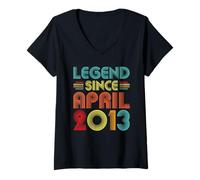 Mujer 14th Birthday Idea Legend Since April 2013 14 Years Old Bday Camiseta Cuello V