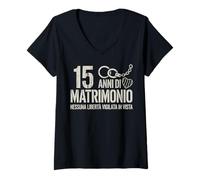 Mujer 15 Anni Di Matrimonio Regalo Uomo 15 Anni Matrimonio Camiseta Cuello V