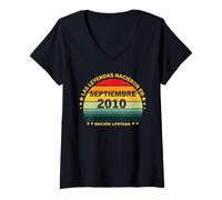 Mujer 15 Años Cumpleaños Vintage Nacido En Septiembre 2010 Camiseta Cuello V