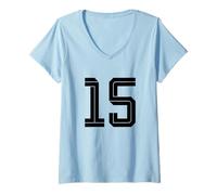 Mujer #15 Blanco Vintage Número 15 Estilo de Fútbol Fan Deportes Camiseta Cuello V