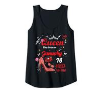 Mujer 16 de enero Cumpleaños Esta Reina Nació el 16 de Enero Camiseta sin Mangas
