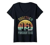 Mujer 16 Wedding Anniversary For Couple Sixteen Years of Marriage Camiseta Cuello V