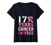 Mujer 17 Años Ganador de Superviviente de Guerrero Libre de Cáncer de Mama Camiseta Cuello V