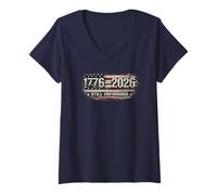 Mujer 1776 a 2026 Semiquincentenario de América aún sin terminar Camiseta Cuello V