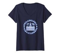Mujer 1776 Philadelphia Independence Hall Pensilvania Filadelfia Camiseta Cuello V