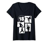 Mujer 18 Cumpleaños Karate Taekwondo Niño 18 Años Artes Marciales Camiseta Cuello V