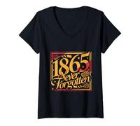 Mujer 1865 Nunca Olvidado Diseño Tipográfico Vintage Camiseta Cuello V