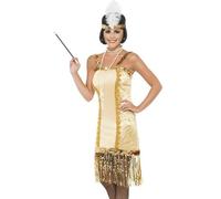 Mujer 1920s Disfraz Aleta Charleston Conjunto Oro Por Smiffys