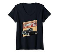 Mujer 1957 57 chevys camión Coches Vintage bel Air Camiseta Cuello V
