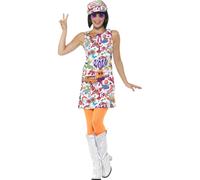 Mujer 1960's 60's Mini Retro Hippy Gogó Adulto Mujer Disfraz
