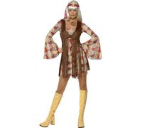 Mujer 1960's 60's Mini Retro Hippy Gogó Adulto Mujer Disfraz