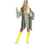 Mujer 1960's 60's Mini Retro Hippy Gogó Adulto Mujer Disfraz