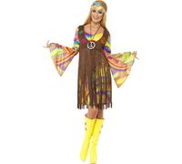Mujer 1960's 60's Mini Retro Hippy Gogó Adulto Mujer Disfraz