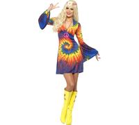 Mujer 1960's 60's Mini Retro Hippy Gogó Adulto Mujer Disfraz