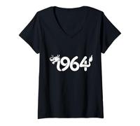 Mujer 1964 Dragón - Año del Zodiaco Chino Personalizado Word Art Camiseta Cuello V