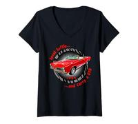 Mujer 1966 66 GTO Classic Car Old School Muscle Yellow Car Camiseta Cuello V
