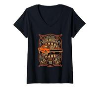 Mujer 1967 American Muscle Car Shirt - Camiseta clásica de Hierro Vintage Camiseta Cuello V