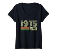 Mujer 1975 Vintage Retro Regalo Cumpleaños 50 Años Hombres Mujeres Camiseta Cuello V