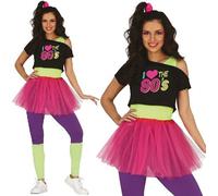 Mujer 1980s 80s Cantante Disfraz Mujer 80's Aerobic Tipo Conjunto Fg