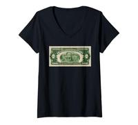 Mujer 2 Dollar Thomas Jefferson Bill - Monticello Ilustración Camiseta Cuello V