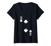 Mujer 2 of Spades - Juego de Cartas para Disfraz de Halloween Oscuro Camiseta Cuello V