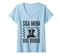 Mujer 2 Tone Ska Mom Like a Normal Mom But Ruder Camiseta Cuello V
