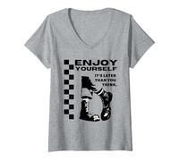 Mujer 2 Tonos Ska Enjoy Yourself, It's Later Than You Think Camiseta Cuello V