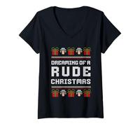 Mujer 2 Tonos Ska Rude Ugly Christmas Camiseta Cuello V