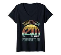 Mujer 20 Wedding Anniversary For Couple Twenty Years of Marriage Camiseta Cuello V