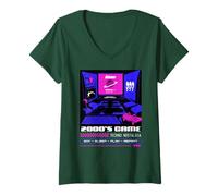 Mujer 2000s Game Techno Nostalgia Comer Dormir Jugar Repetir Camiseta Cuello V