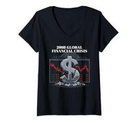 Mujer 2008 Crisis Financiera Camiseta Finanzas Dinero Camiseta Cuello V