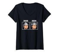 Mujer 2020 vs 2026 Sombrero de Papel de Aluminio a Corona Meme Camiseta Cuello V