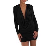 Mujer 2024 Primavera Otoño Manga Larga Fiesta Club Noche Streetwear Bodycon Rojo Mini Vestido Artículos al por Mayor para Negocios, negro, S