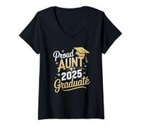Mujer 2025 Graduate Aunt Design with Cap and Sparkle Camiseta Cuello V