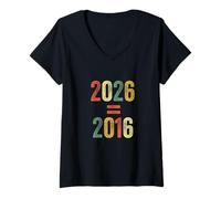 Mujer 2026 es Igual a 2016 Teen Nostalgia Tween Throwback Funny Gen Z Camiseta Cuello V