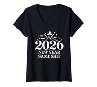 Mujer 2026 New Year Same Shit Different Year Happy New Year 2026 Camiseta Cuello V
