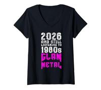 Mujer 2026 Still Listening To 80s Glam Metal Fan Camiseta Cuello V