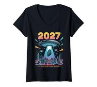 Mujer 2027 Año Todo Cambia Primer Contacto Alien Camiseta Cuello V