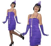 Mujer 20s Disfraz Aleta & Guantes Charleston S-XXL Violeta Smiffys