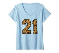 Mujer 21 números Leopard Twenty-One Team Sports Matching Camiseta Cuello V