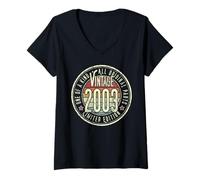 Mujer 23 Years Old Vintage 2003 Edición Limitada 23º Cumpleaños Camiseta Cuello V