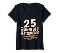 Mujer 25 Anni di Matrimonio a base di pazienza e udito selettivo Camiseta Cuello V